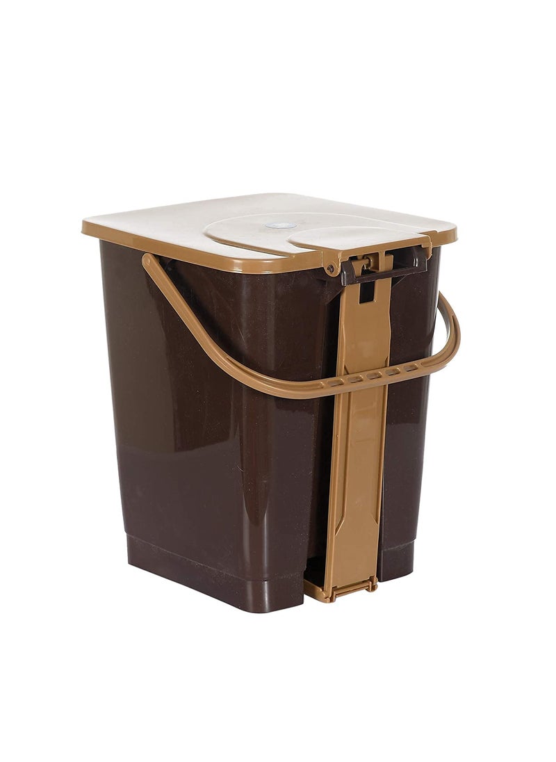 Kuber Industries Kuber Industries StepOn Pedal Dustbin With LidPlastic Dustbin for Kitchen Bedroom BathroomHeavy Duty Waste Bin Dark Brown  - Image 3