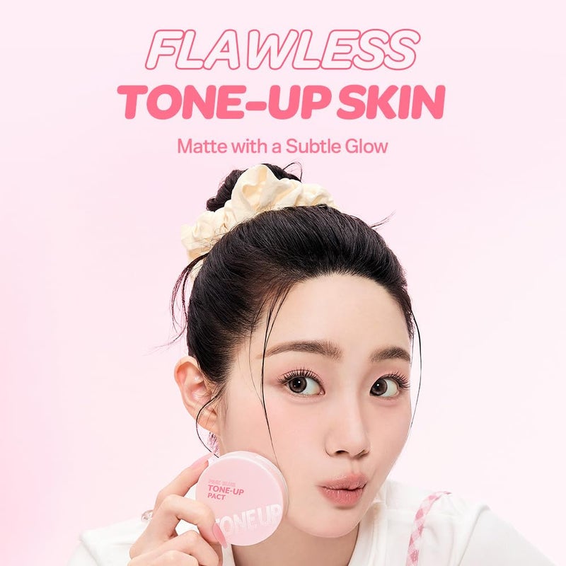 I'M MEME Compact - Tone-up Pact | Korean Pressed Setting Powder for Pink Blur Effect, with Calamine, Makeup Powder Foundation, Translucent Compact, Finishing Powder, Oil Control Face Powder, 0.35 Oz - Image 2
