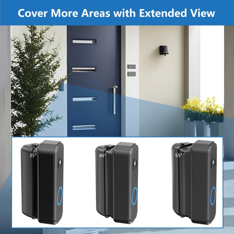 Pefecon 30-55Â° Adjustable Doorbell Angle Mount, Widen Viewing Range Door bell kit for MyQ/Eufy E340/Tapo/Wyze Video/Duo Cam/Aosu Doorbell Camera, Corner Mount for Left/Right Universal Installation, Black - Image 5