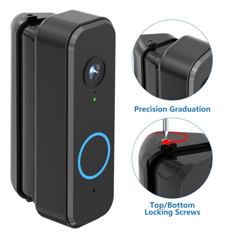 Pefecon 30-55Â° Adjustable Doorbell Angle Mount, Widen Viewing Range Door bell kit for MyQ/Eufy E340/Tapo/Wyze Video/Duo Cam/Aosu Doorbell Camera, Corner Mount for Left/Right Universal Installation, Black - Image 4