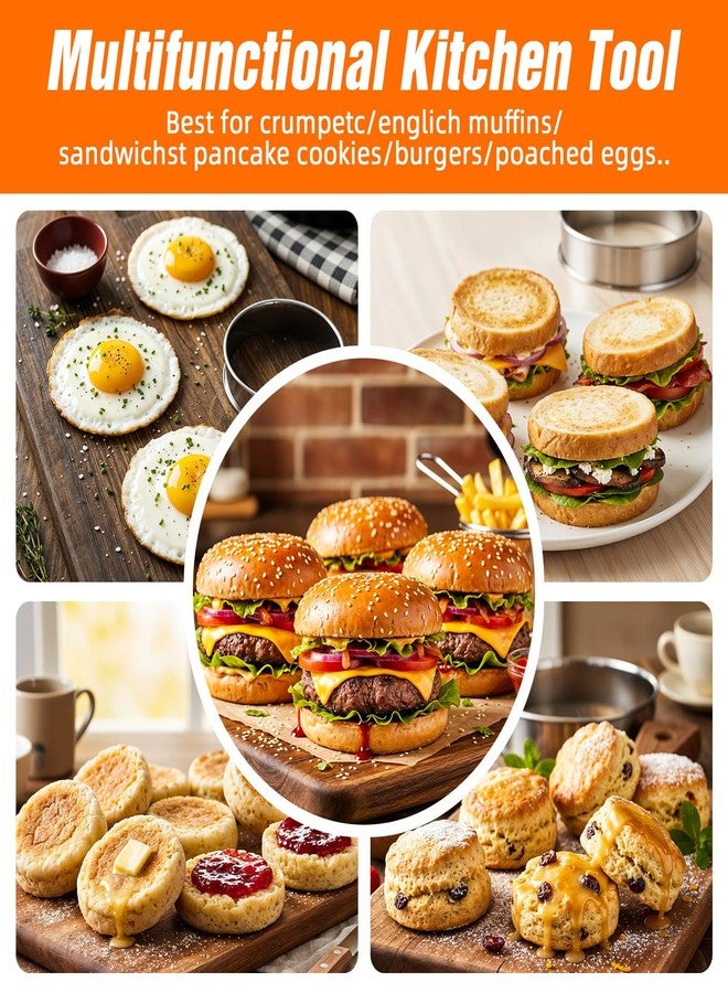 PercyEffie 20 Pack 4 Inch English Muffin Rings,Stainless Steel Double Rolled Tart Nonstick Metal Round Cookie Rings for Baking Cooking Pastry Molds for Crumpet Muffins, Pancakes, Omelette Baking, Food Making - Image 5