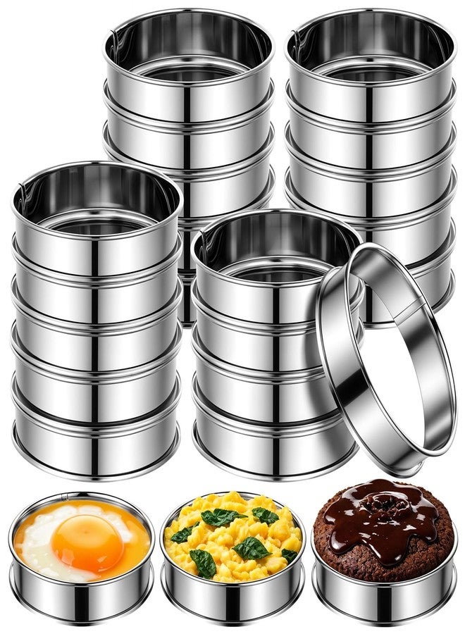 PercyEffie 20 Pack 4 Inch English Muffin Rings,Stainless Steel Double Rolled Tart Nonstick Metal Round Cookie Rings for Baking Cooking Pastry Molds for Crumpet Muffins, Pancakes, Omelette Baking, Food Making - Image 1