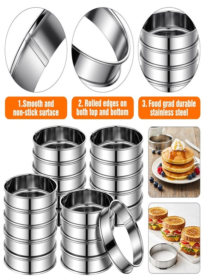 PercyEffie 20 Pack 4 Inch English Muffin Rings,Stainless Steel Double Rolled Tart Nonstick Metal Round Cookie Rings for Baking Cooking Pastry Molds for Crumpet Muffins, Pancakes, Omelette Baking, Food Making - Image 3