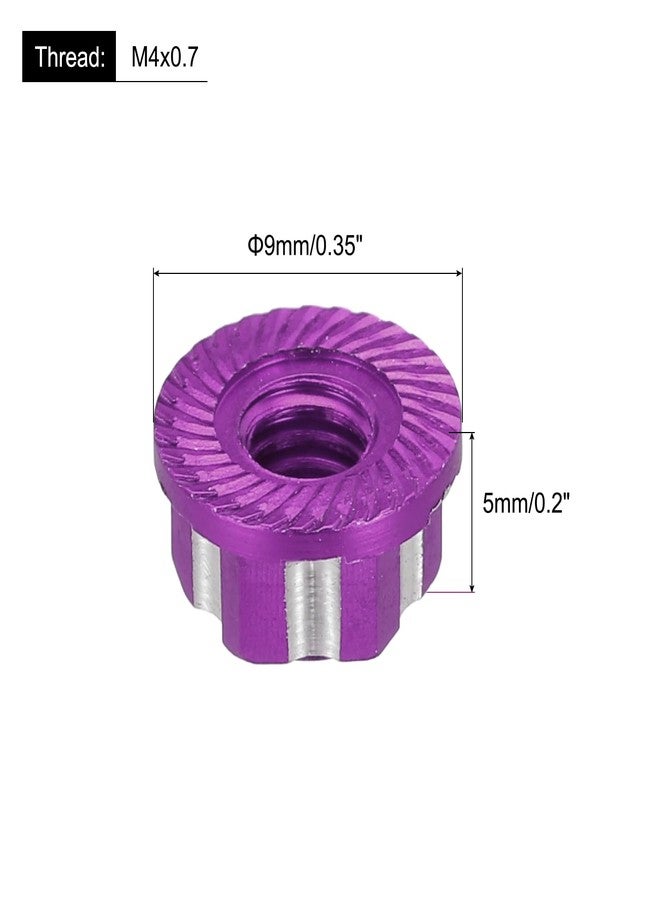 MECCANIXITY Hexagonal Nuts Aluminum M4 RC Wheel Carving Hex Nuts Dustproof Anti-Skid Mount Cap for 1/10 RC Model Car Trucks Off Road Car Upgraded Parts Pack of 4(Purple) - Image 2