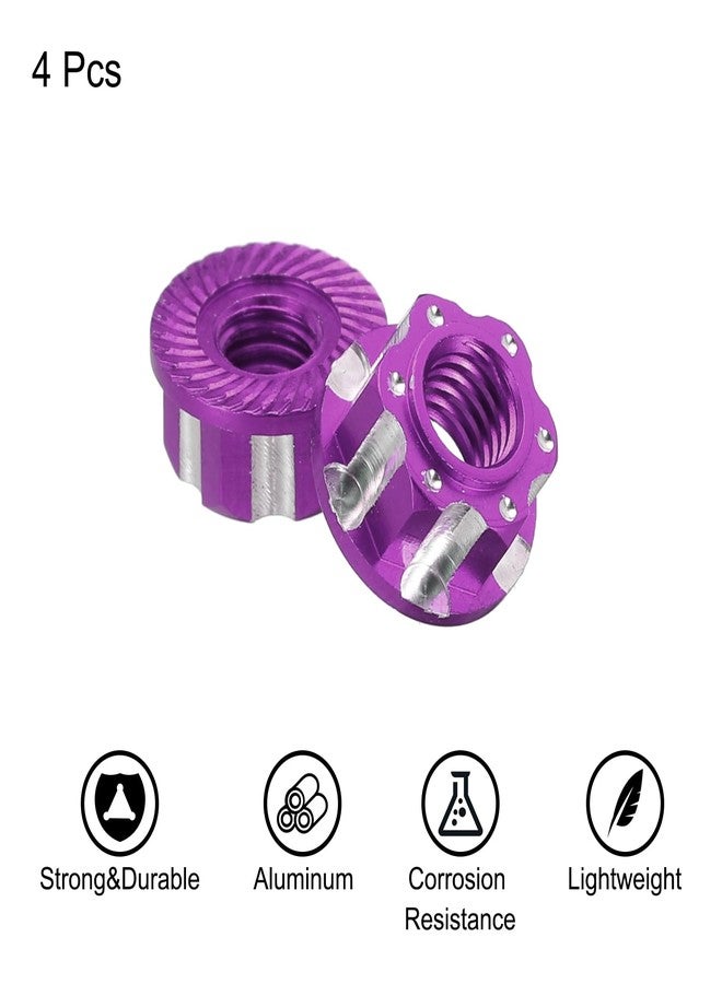 MECCANIXITY Hexagonal Nuts Aluminum M4 RC Wheel Carving Hex Nuts Dustproof Anti-Skid Mount Cap for 1/10 RC Model Car Trucks Off Road Car Upgraded Parts Pack of 4(Purple) - Image 3