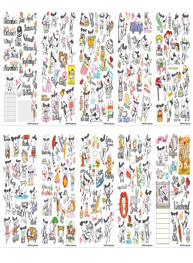 PPAPPAPPIYO Happy Dog Planner Sticker Accessories, Journals, Calendars, Weekly Stickers / 10 Sheets Size 4.6 x 6.1Inch - Image 2