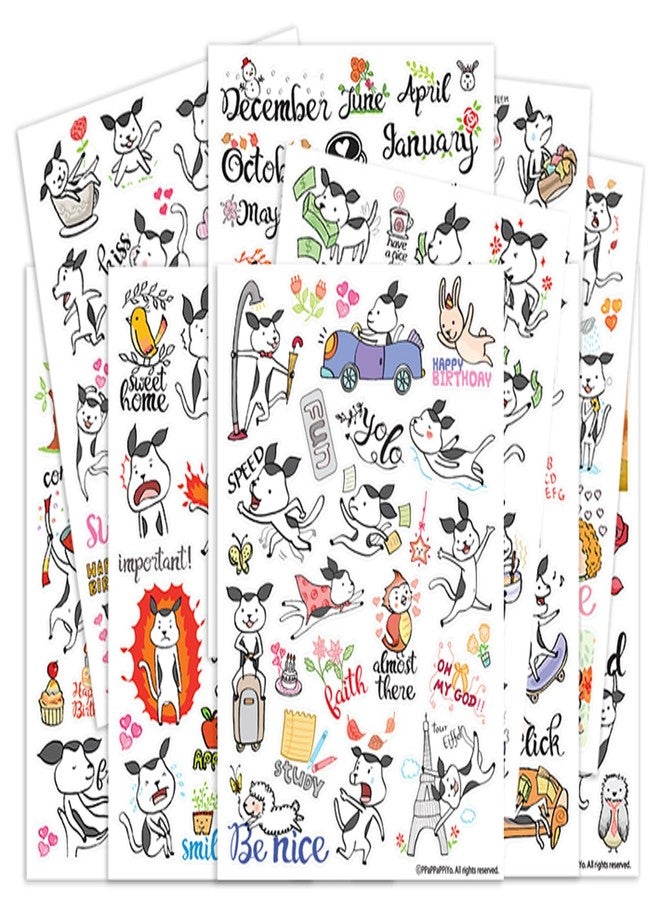PPAPPAPPIYO Happy Dog Planner Sticker Accessories, Journals, Calendars, Weekly Stickers / 10 Sheets Size 4.6 x 6.1Inch - Image 1