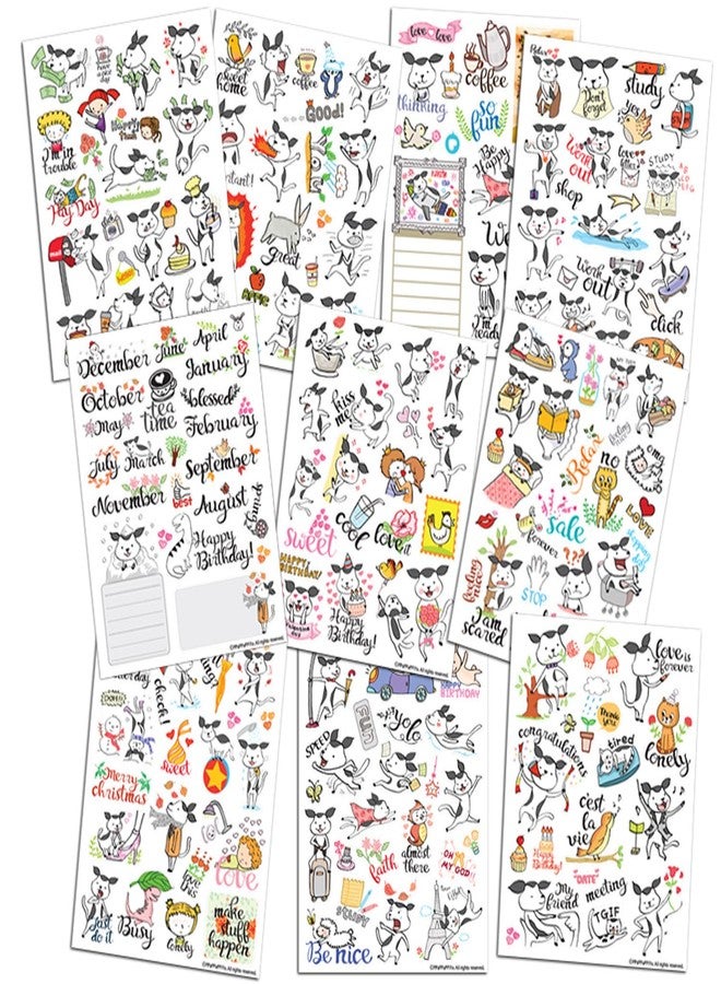 PPAPPAPPIYO Happy Dog Planner Sticker Accessories, Journals, Calendars, Weekly Stickers / 10 Sheets Size 4.6 x 6.1Inch - Image 3