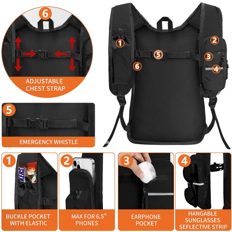 Seektop Expandable Small Hiking Backpack 12L-15L Lightweight Packable Waterproof Daypack with Phone Pocket for Women Men - Image 3