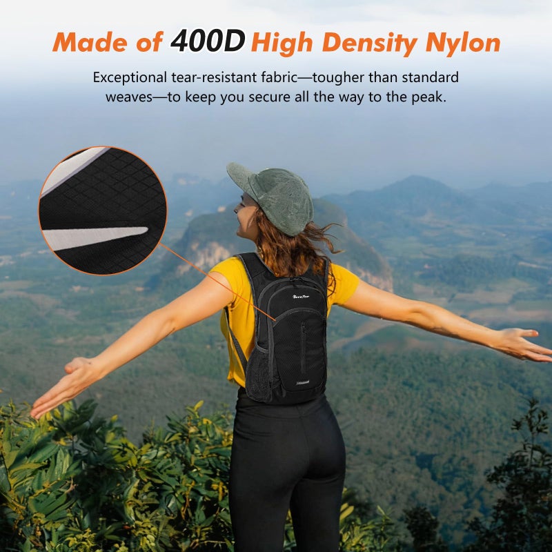 Seektop Expandable Small Hiking Backpack 12L-15L Lightweight Packable Waterproof Daypack with Phone Pocket for Women Men - Image 5