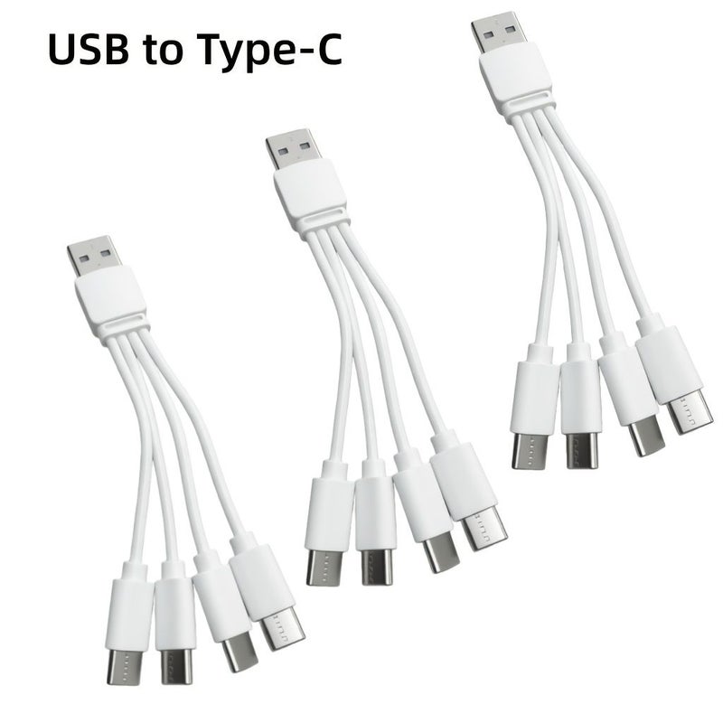 مجموعة من 3 كابلات شحن من USB إلى Type C 4 في 1 مناسبة لـ iPhone 17 و 15 وهواوي، مثالية كهدية للعطلات - Image 1