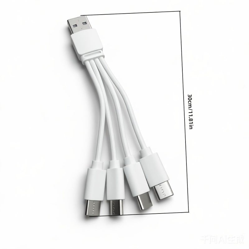 مجموعة من 3 كابلات شحن من USB إلى Type C 4 في 1 مناسبة لـ iPhone 17 و 15 وهواوي، مثالية كهدية للعطلات - Image 2