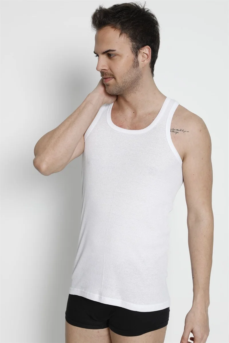 Arma Yıldız Arma Star Men's White Fitted Camisole Undershirt 3-Pack