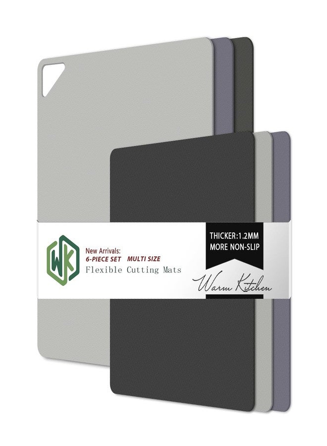 دبليو كيه مجموعة ألواح تقطيع بلاستيكية مرنة من WK للمطبخ، 6 قطع، ألواح تقطيع مانعة للانزلاق مع فتحات، ألواح تقطيع للحوم، خالية من مادة BPA، آمنة للغسل في غسالة الصحون، أحجام متعددة - Image 1