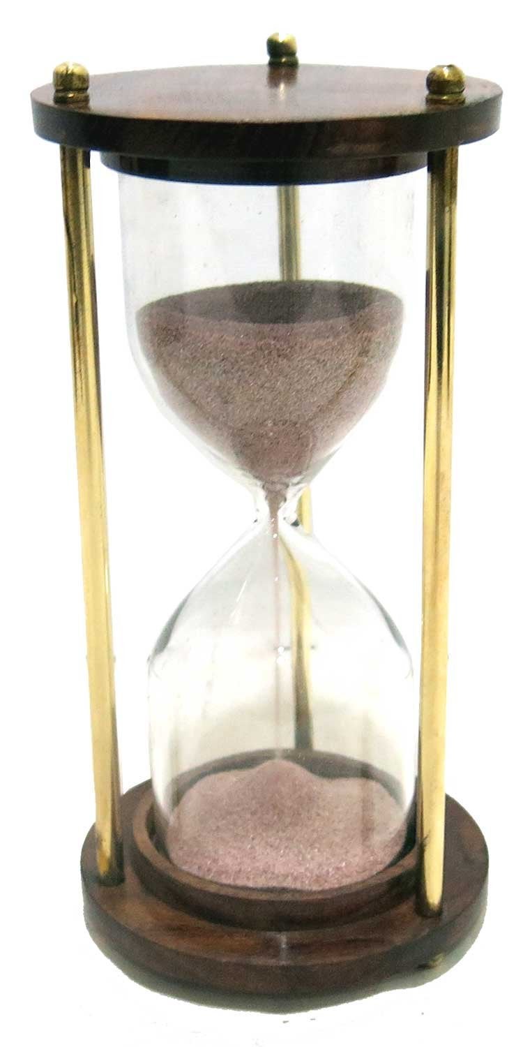 Ages Behind Wooden Base Timer Hourglass Sand Clock Showpiece for Home (6'') - Image 2