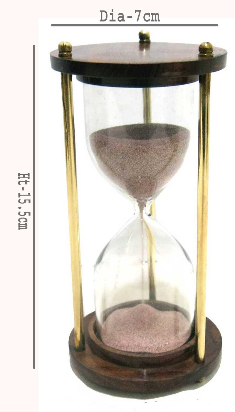 Ages Behind Wooden Base Timer Hourglass Sand Clock Showpiece for Home (6'') - Image 3