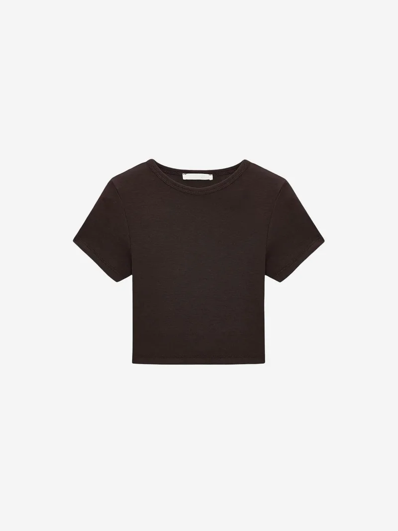 ديلفين DILVIN Women's Crop Slim-Fit Crew Neck T-Shirt