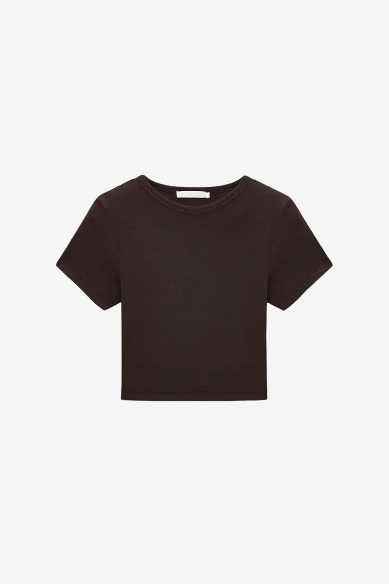 DILVIN Women's Crop Slim-Fit Crew Neck T-Shirt
