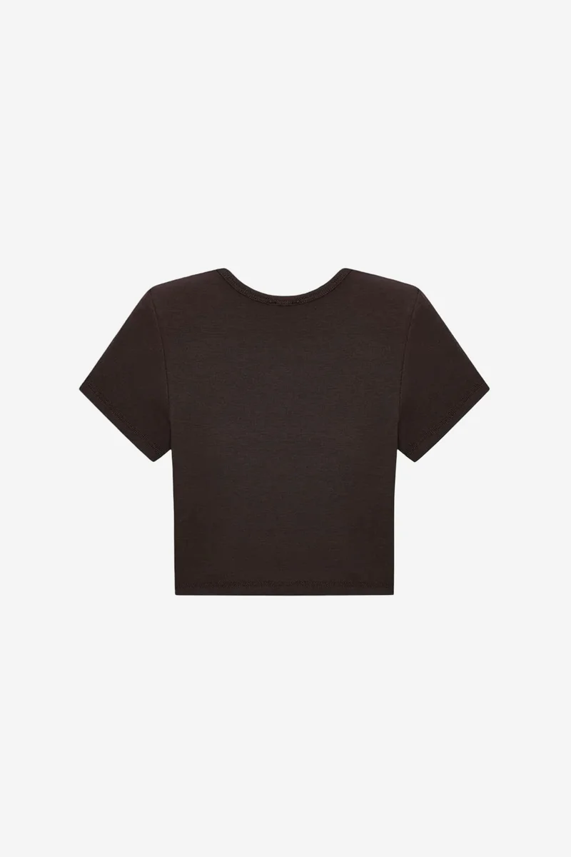 Dilvin Coffee Brown DILVIN Women's Crop Slim-Fit Crew Neck T-Shirt for Women | Best Price UAE