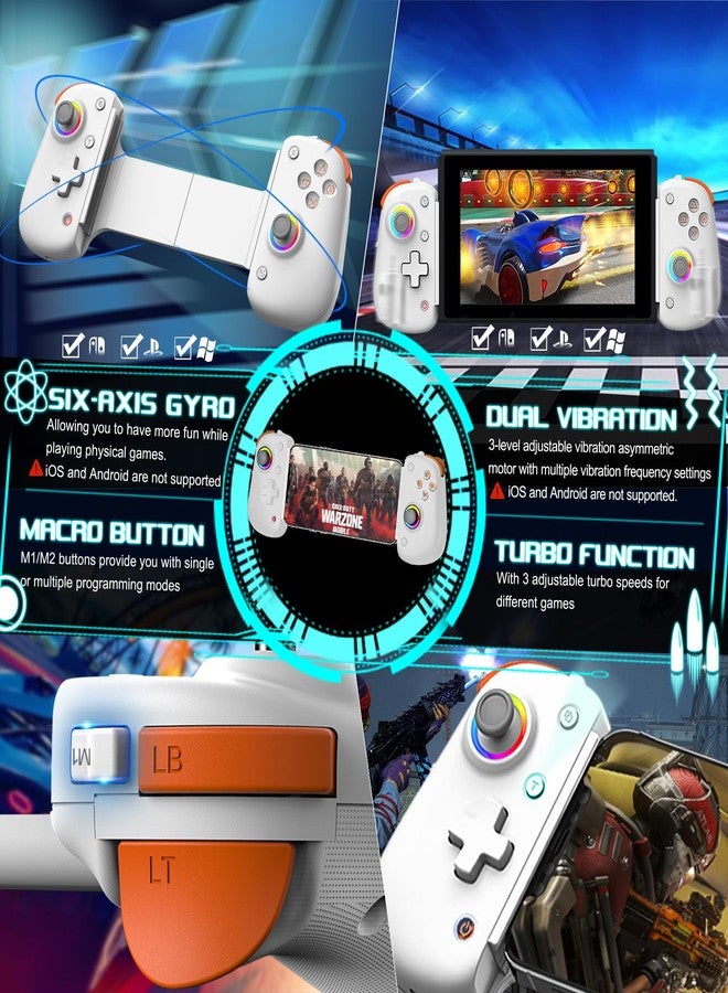 arVin Wireless Gamepad Controller for iPhone/iPad/iOS/Android/Tablet [Within 5-13"]Support Xbox Cloud Gaming/Remote Play/Steam/CODM/Genshin - with Hall Effect Sensing Joystick/RGB Light/Turbo/Back Key - Image 2