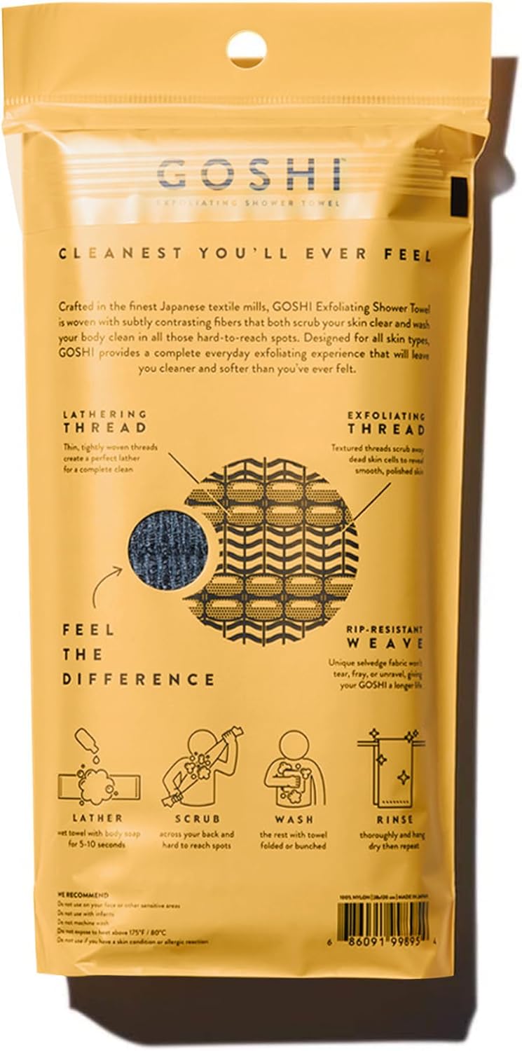 GOSHI Exfoliating Shower Towel - Rip-Resistant Exfoliating Washcloth for All Skin Types - Made in Japan - Image 2