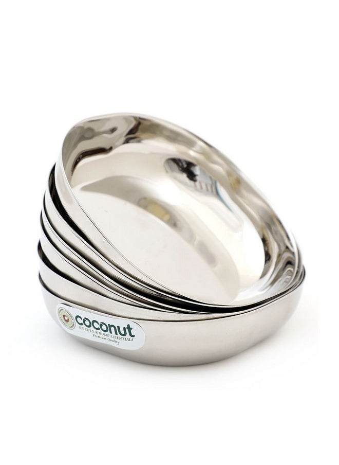 Coconut Coconut Stainless Steel Dinner Plate Set, 6-Pieces, Silver  - Image 1