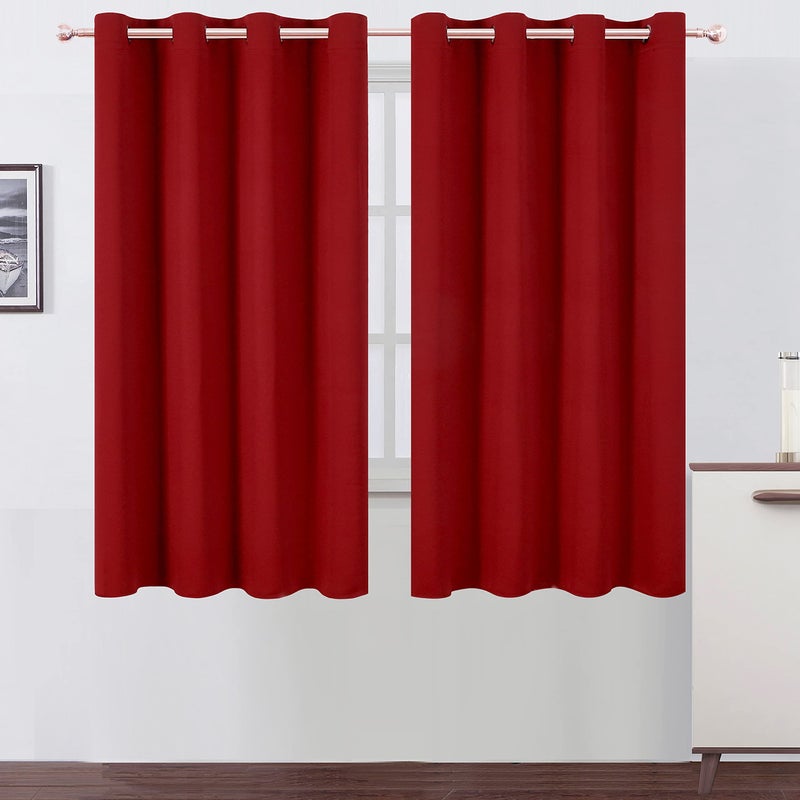 LEMOMO Red Blackout Curtains52 x 63 InchSet of 2 Panels Room Darkening Curtains Thermal Insulated Living Room Curtains