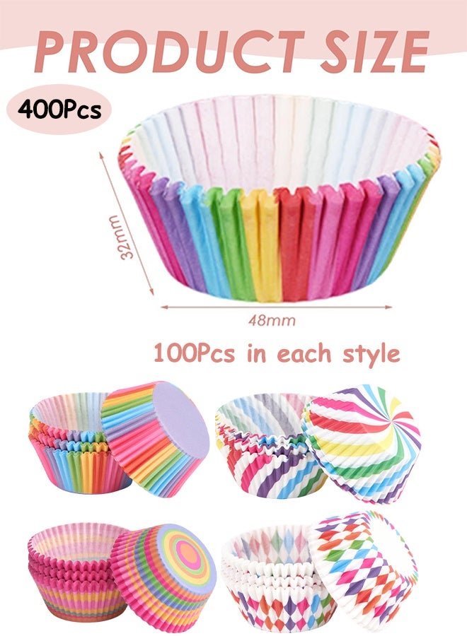 400 قطعة من بطانات الكب كيك الورقية متعددة الألوان للاستخدام مرة واحدة، مثالية لأعياد الميلاد والحفلات والاحتفالات - Image 2