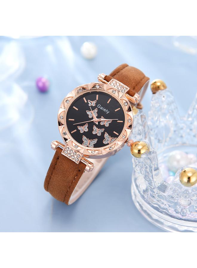 New Tiktok Popular Women's Watch Fashion Personality Simple Watch Butterfly Digital Belt Watch Set 