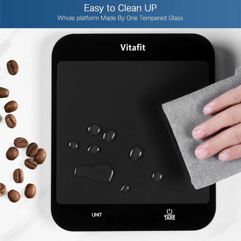 Vitafit 33lb Digital Kitchen Scale, Multifunction Food Scale Weight Grams and Ounces for Cooking Baking,1g/0.1oz Precise Graduation, Batteries Included,Black - Image 5