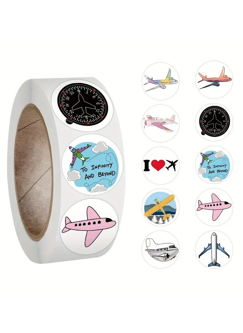 Goolsky 500pcs Plane Stickers Roll Airplane Aircraft Vinyl Stickers For Water Bottles Bicycle Laptop Refrigerator Luggage Computer Mobile Phone Skateboard Bike Stickers  - Image 1