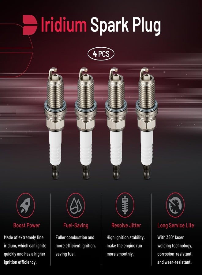 BDFHYK IFR6A-11 Iridium Spark Plugs Compatible with Lexus for Toyota HS250h ES330 GS300 LS430 Matrix Camry 4Runner RAV4 Tundra Sienna 1.6L 2.0L 3.0L 4.0L Engine Replacement for 3297, Set of 4 - Image 5