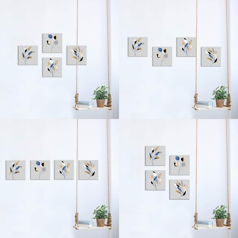 ARTISTIC PATH Botanical Leaf Prints Wall Art: Branch Leaves Pictures Paintings on Canvas Artwork for Dinning Room (12" W x 12" H x 4 PCS,Multi-Sized) - Image 5