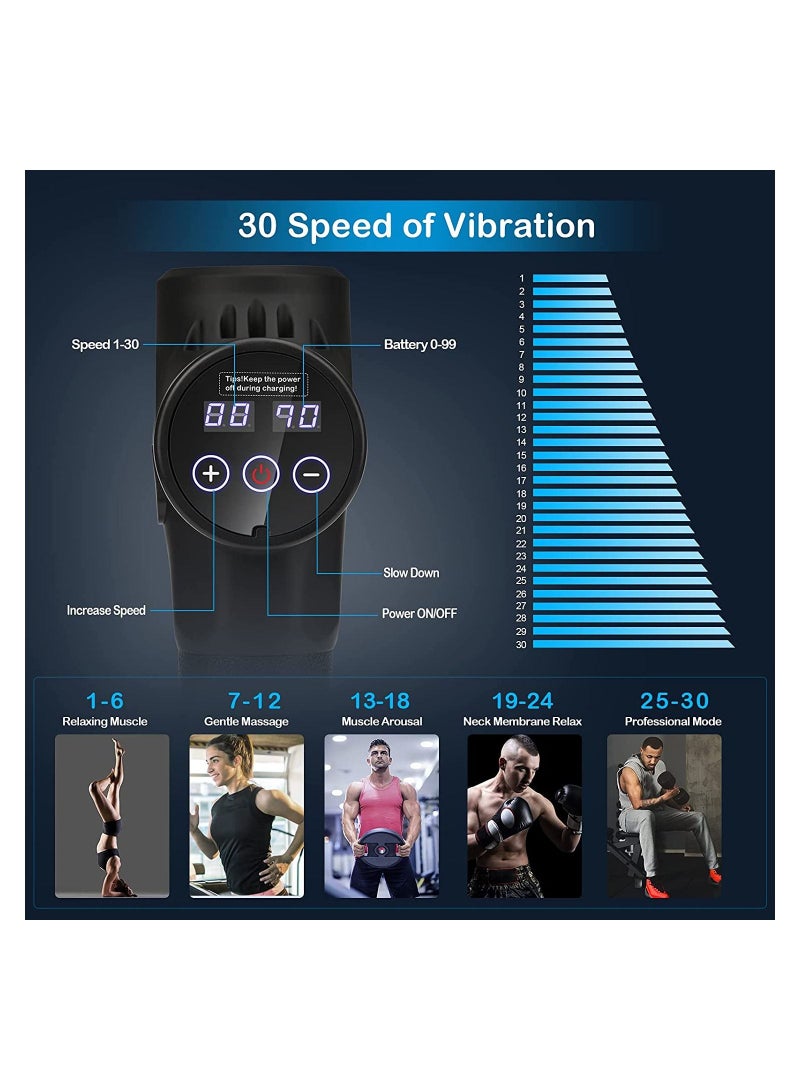 Deep Tissue Muscle Massager with 8 Massage Heads & 30 Speed, Percussion Body Vibration Massager Tool for Stiffness, Pain Relief, - Image 4