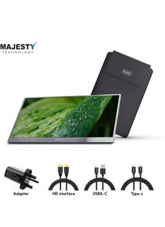 Majesty "Majesty 15.6-inch Portable Full HD Screen - Lightweight with aluminum frame and base, includes a carrying bag, perfect for laptops, smartphones, and gaming devices, offering high-definition display for on-the-go use."  - Image 5