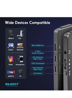 Majesty "Majesty 15.6-inch Portable Full HD Screen - Lightweight with aluminum frame and base, includes a carrying bag, perfect for laptops, smartphones, and gaming devices, offering high-definition display for on-the-go use."  - Image 3