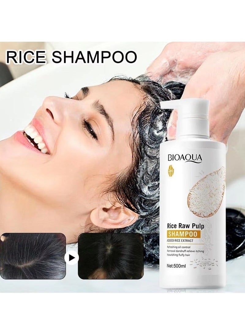 بيو أكوا Bioaqua شامبو لب الأرز الخام 500 مل - Image 2