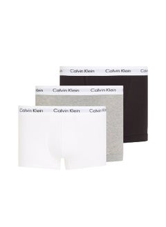 CALVIN KLEIN Men's 3 Pack Trunks - Cotton Stretch, Black/White/ Grey  - Image 1