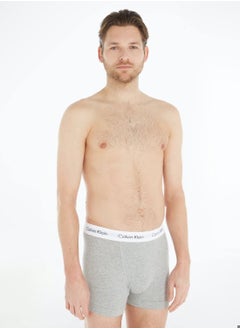 CALVIN KLEIN Men's 3 Pack Trunks - Cotton Stretch, Black/White/ Grey  - Image 4
