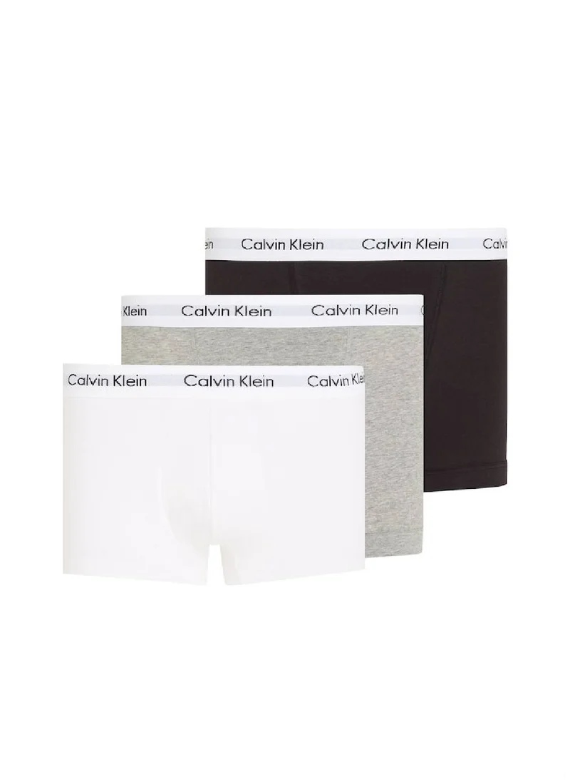 CALVIN KLEIN Men's 3 Pack Trunks - Cotton Stretch, Black/White/ Grey