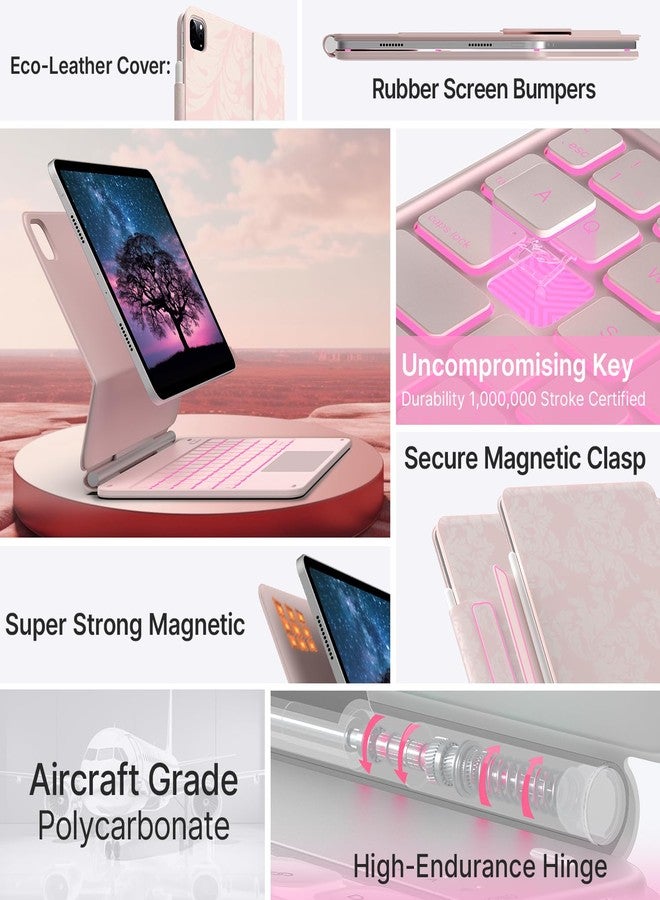 typecase Keyboard Case for iPad Air 11-inch (M3 2025 / M2 2024)& iPad Pro 11 inch (4th/3rd/2nd/1st Gen),Magic Keyboard for Air 5th/4th Gen,Multi-Touch Trackpad, 11 Colors Backlight,Light Regal Pink - Image 4