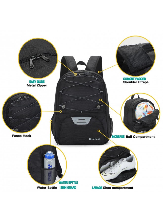 Hsmihair Hsmihair Youth Soccer Bag-Soccer Backpack&Backpack for Football Basketball,with Ball Compartment Separate Cleat Package - Image 1