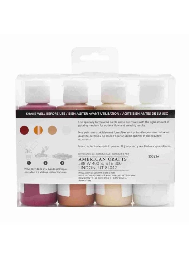 Color POUR Pre Mixed Pouring Paint Kit 4 Pkg Desert Rose 118.3 ML Each Bottle - Image 3