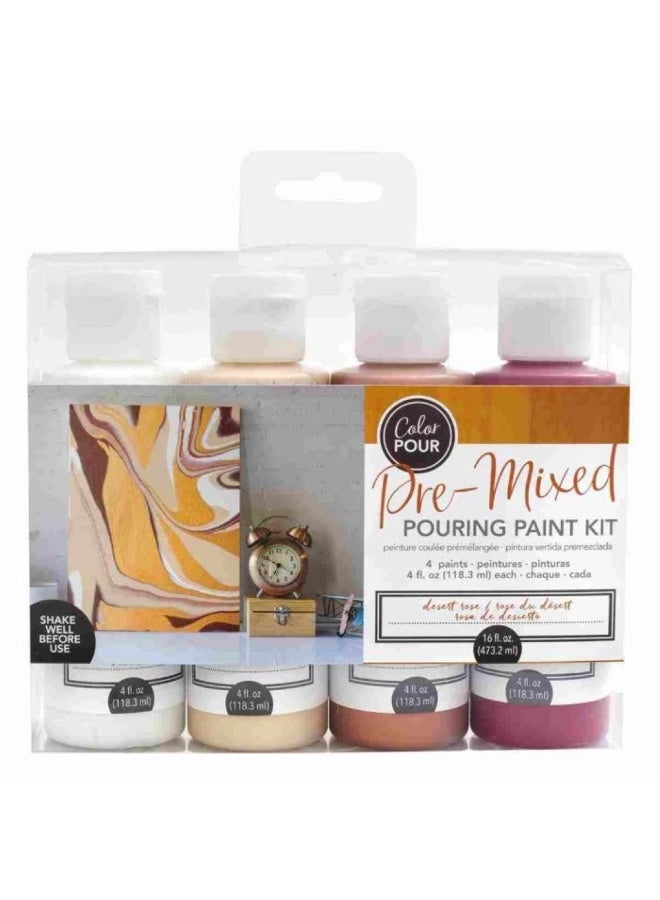 Color POUR Pre Mixed Pouring Paint Kit 4 Pkg Desert Rose 118.3 ML Each Bottle - Image 1