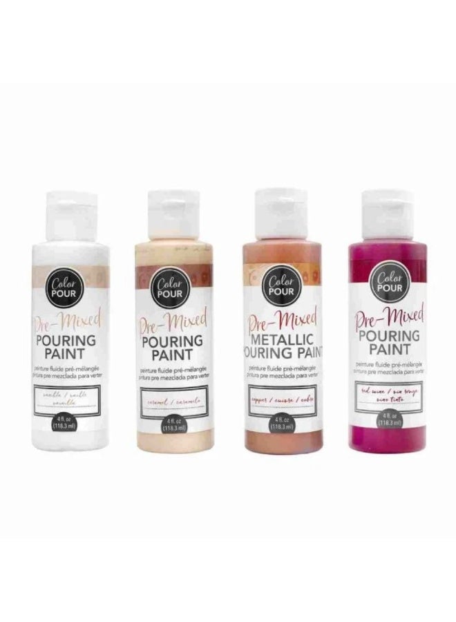 Color POUR Pre Mixed Pouring Paint Kit 4 Pkg Desert Rose 118.3 ML Each Bottle - Image 2