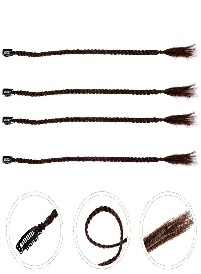 KALLORY 4pcs Braided Hair Extensions Clip in Braid Hair Extensions Braids Braided Hair Piece for Women Daily Wear Hair Accessories Afro Braid Ponytail Approx - Image 4