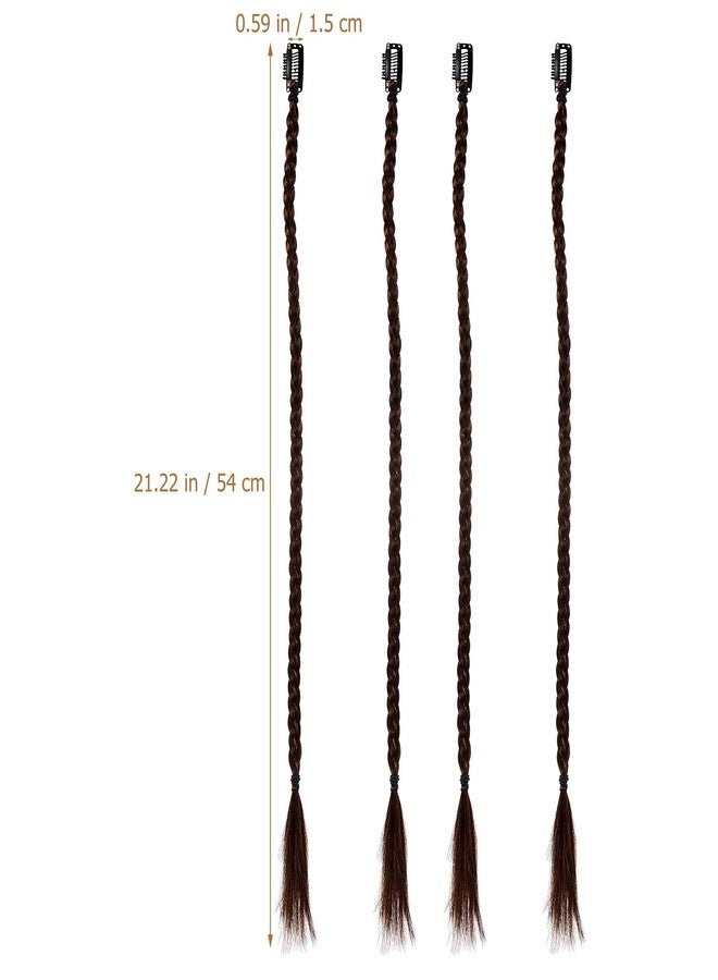 KALLORY 4pcs Braided Hair Extensions Clip in Braid Hair Extensions Braids Braided Hair Piece for Women Daily Wear Hair Accessories Afro Braid Ponytail Approx - Image 2