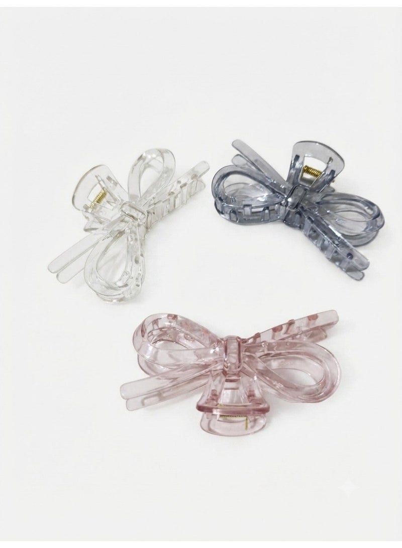 Elegant Women's Sheer Bow Hair Clip – Assorted Colors – Single Piece - Image 1
