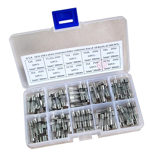 CALANDIS® 100 Piece Quick Fast Blow Glass Fuse Tube Assorted Kit 0.5A~10A 250V 5X20Mm - Image 1