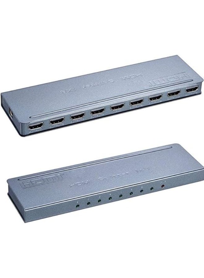 موزع HDMI صغير 1x8 – مدخل واحد إلى 8 مخارج مع مضخم إشارة، يدعم 4K و2K و3D و1080P - Image 2